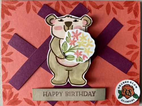 Extra-Calypso base, stamped and cut flowers and bear