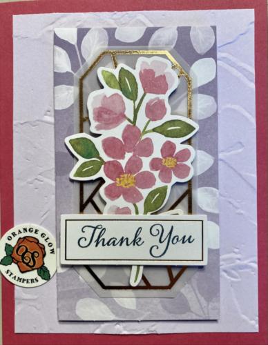 Thank you Extra-embossing folder on dark pink base