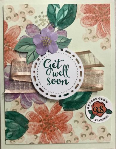 Get Well die cut label and sentiment in green with fun ribbon-use your leftovers on your shelf!