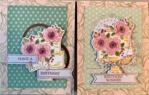 DSP, die cut, leftover banners and foil pieces.  Stamped flower/stem in pear pizzaz.  Blends, doilies and twine.