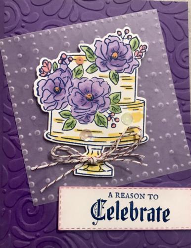 Embossed base, vellum, diecut cake and of course double bows on all the cards!