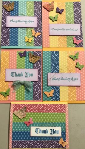 Thank you and thinking of you cards with butterflies and bling.