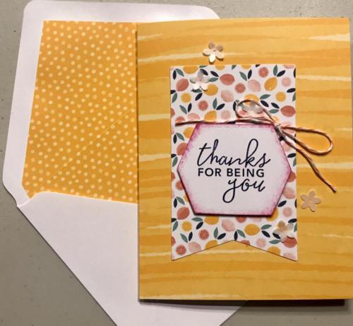 Thank you-always need thank you cards.  Mango melody is a great color.