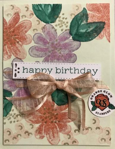 Happy birthday from a recent pumpkin kit and a favorite font.  Leftover label and retired fun ribbon.