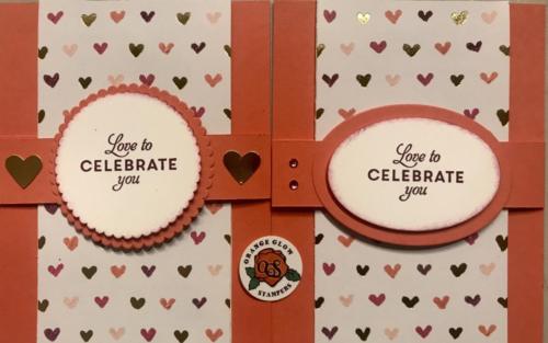 Birthday wishes used calypso coral, gold heart dsp and round and oval diecuts.  